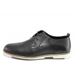 Черни мъжки обувки, естествена кожа - ежедневни обувки за есента и зимата N 100013078