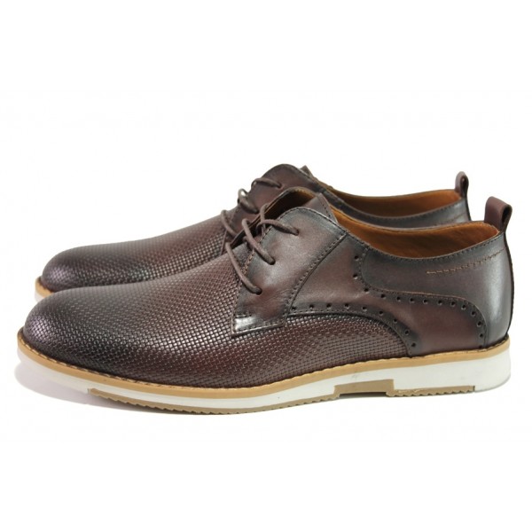 Винени мъжки обувки, естествена кожа - ежедневни обувки за есента и зимата N 100013077