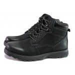 Черни мъжки боти, естествен набук - ежедневни обувки за есента и зимата N 100013082