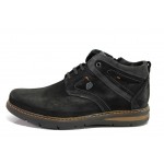 Ортопедични черни мъжки боти, естествен набук - ежедневни обувки за есента и зимата N 100013103