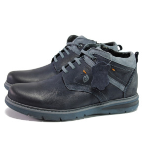 Ортопедични сини мъжки боти, естествена кожа - ежедневни обувки за есента и зимата N 100013102