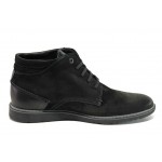 Ортопедични черни мъжки боти, естествен набук - ежедневни обувки за есента и зимата N 100013098