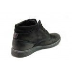 Ортопедични черни мъжки боти, естествен набук - ежедневни обувки за есента и зимата N 100013098