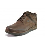 Ортопедични Кафяви мъжки боти, естествена кожа - ежедневни обувки за есента и зимата N 100013101