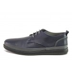 Анатомични сини мъжки обувки, естествена кожа - ежедневни обувки за пролетта и есента N 100013141