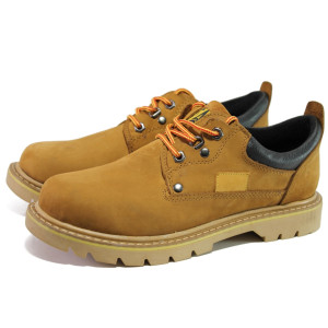 Анатомични жълти мъжки обувки, естествен набук - ежедневни обувки за есента и зимата N 100013194