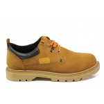 Анатомични жълти мъжки обувки, естествен набук - ежедневни обувки за есента и зимата N 100013194