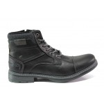 Черни мъжки боти, здрава еко-кожа - ежедневни обувки за есента и зимата N 100013280
