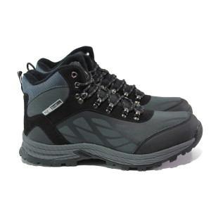 Сиви мъжки боти, текстилна материя - спортни обувки за есента и зимата N 100013301