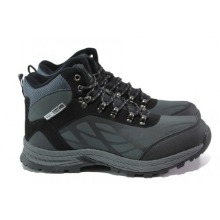 Сиви мъжки боти, текстилна материя - спортни обувки за есента и зимата N 100013301