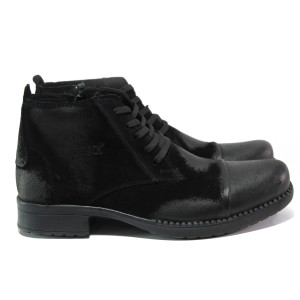 Черни мъжки боти, естествен набук - ежедневни обувки за есента и зимата N 100013314