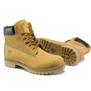 Анатомични Жълти мъжки боти, естествен набук - ежедневни обувки за есента и зимата N 100013310