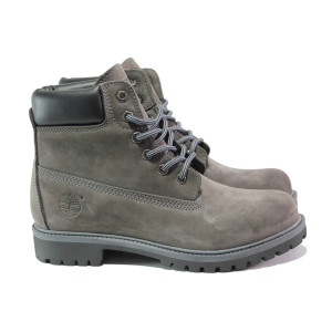 Анатомични сиви мъжки боти, естествен набук - ежедневни обувки за есента и зимата N 100013311