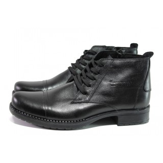 Черни мъжки боти, естествена кожа - ежедневни обувки за есента и зимата N 100013370