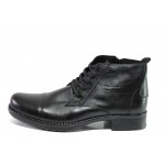 Черни мъжки боти, естествена кожа - ежедневни обувки за есента и зимата N 100013370