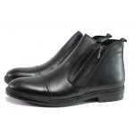 Черни мъжки боти, естествена кожа - ежедневни обувки за есента и зимата N 100013368
