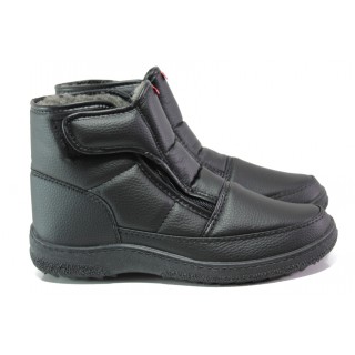 Черни мъжки боти, здрава еко-кожа - всекидневни обувки за есента и зимата N 10007795