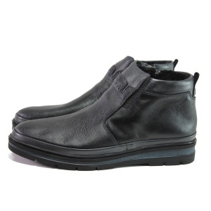 Анатомични черни мъжки боти, естествена кожа - ежедневни обувки за есента и зимата N 100013415