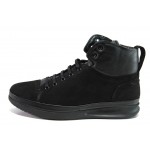 Черни мъжки боти, естествен набук - ежедневни обувки за есента и зимата N 100013421