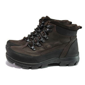 Анатомични кафяви мъжки боти, естествена кожа - спортни обувки за есента и зимата N 100013424