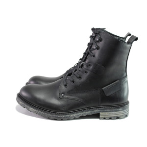 Черни мъжки боти, естествена кожа - ежедневни обувки за есента и зимата N 100013426