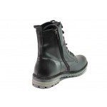 Черни мъжки боти, естествена кожа - ежедневни обувки за есента и зимата N 100013426