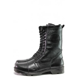 Черни мъжки боти, естествена кожа - ежедневни обувки за есента и зимата N 100013436
