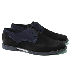 Анатомични черни мъжки обувки, естествен набук - всекидневни обувки за пролетта и лятото N 100013485