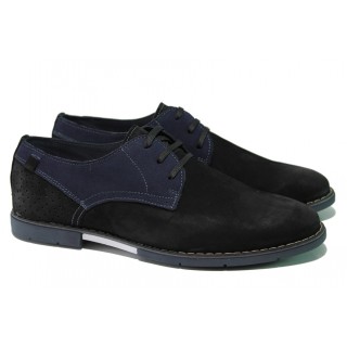 Анатомични черни мъжки обувки, естествен набук - всекидневни обувки за пролетта и лятото N 100013485