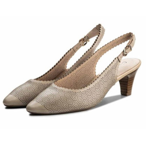 Бежови дамски обувки със среден ток, естествена кожа - всекидневни обувки за пролетта и лятото N 100012021