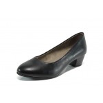 Черни дамски обувки със среден ток, здрава еко-кожа - всекидневни обувки за целогодишно ползване N 100012025