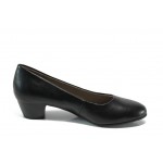 Черни дамски обувки със среден ток, здрава еко-кожа - всекидневни обувки за целогодишно ползване N 100012025