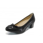 Черни анатомични дамски обувки със среден ток, естествена кожа - всекидневни обувки за целогодишно ползване N 100012024