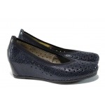 Сини дамски обувки с платформа, естествена кожа - всекидневни обувки за пролетта и лятото N 100012027