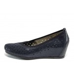 Сини дамски обувки с платформа, естествена кожа - всекидневни обувки за пролетта и лятото N 100012027