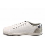 Бели дамски обувки с мемори пяна, с равна подметка, текстилна материя - спортни обувки за пролетта и лятото N 100012031