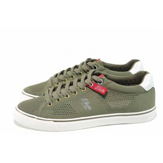 Зелени мъжки обувки с мемори пяна, текстилна материя - всекидневни обувки за пролетта и лятото N 100012035