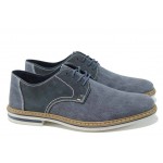 Сини мъжки обувки, естествена кожа и текстилна материя - всекидневни обувки за пролетта и лятото N 100012036
