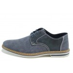 Сини мъжки обувки, естествена кожа и текстилна материя - всекидневни обувки за пролетта и лятото N 100012036