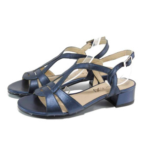 Сини дамски сандали, естествена кожа - ежедневни обувки за пролетта и лятото N 100012037