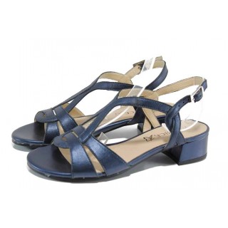 Сини дамски сандали, естествена кожа - ежедневни обувки за пролетта и лятото N 100012037