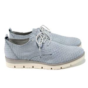 Светлосини дамски обувки с мемори пяна, с равна подметка, естествена кожа - всекидневни обувки за пролетта и лятото N 100012038