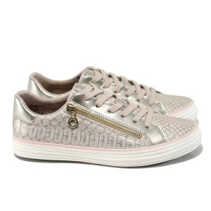 Розови дамски обувки с мемори пяна, с равна подметка, здрава еко-кожа - всекидневни обувки за пролетта и лятото N 100012039