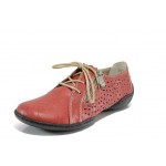 Червени дамски обувки с равна подметка, естествена кожа - всекидневни обувки за пролетта и лятото N 100012071