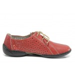 Червени дамски обувки с равна подметка, естествена кожа - всекидневни обувки за пролетта и лятото N 100012071