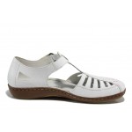 Бели дамски сандали, естествена кожа - всекидневни обувки за пролетта и лятото N 100012072