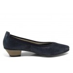 Сини дамски обувки със среден ток, естествена кожа - всекидневни обувки за пролетта и лятото N 100012090