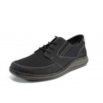 Черни мъжки обувки, еко-кожа и текстилна материя - всекидневни обувки за пролетта и лятото N 100012100