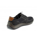 Черни мъжки обувки, еко-кожа и текстилна материя - всекидневни обувки за пролетта и лятото N 100012100