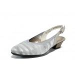 Сиви дамски обувки със среден ток, естествен набук - всекидневни обувки за пролетта и лятото N 100012157